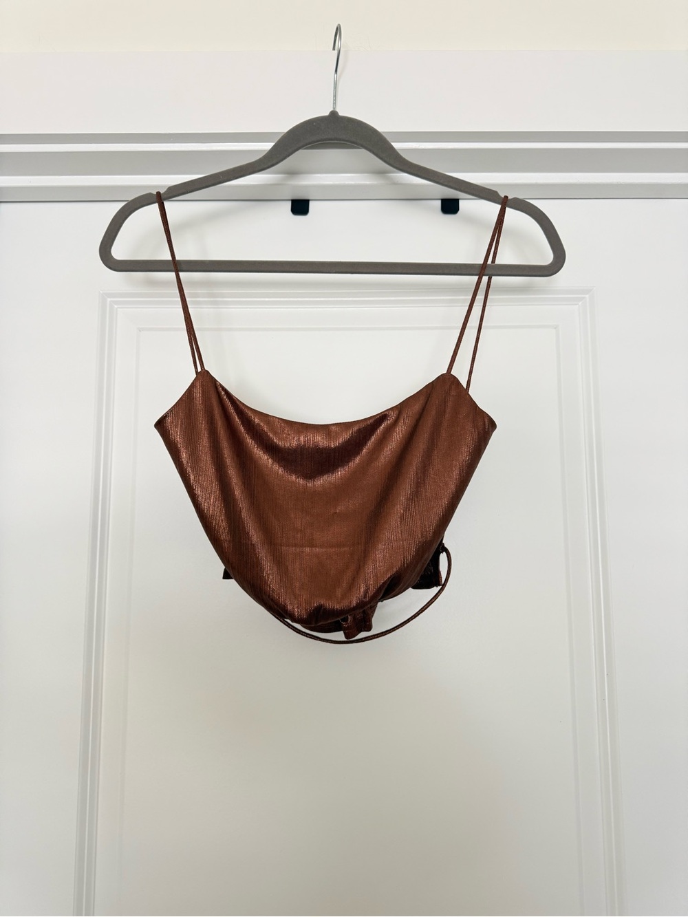 Superdown Revolve Metallic Brown Satin Cami